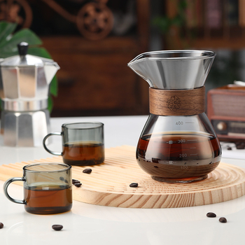 Set de cafea Pour-Over din sticlă cu vas de cafea manual, filtru de cafea și cană cu filtru reutilizabilă