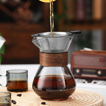 Set de cafea Pour-Over din sticlă cu vas de cafea manual, filtru de cafea și cană cu filtru reutilizabilă