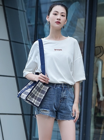 Ženska platnena torba s kariranim geometrijskim uzorkom, crossbody torba, vodootporna zaštita