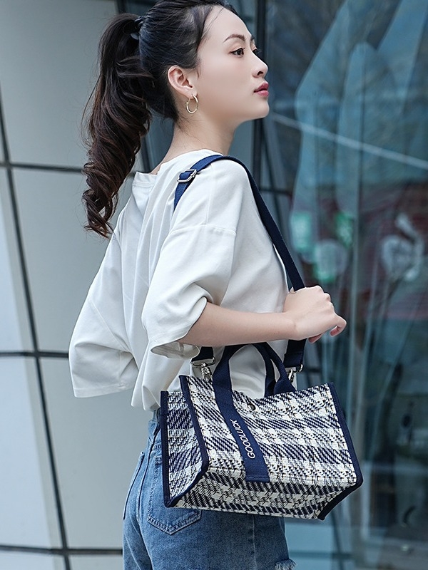 Ženska platnena torba s kariranim geometrijskim uzorkom, crossbody torba, vodootporna zaštita