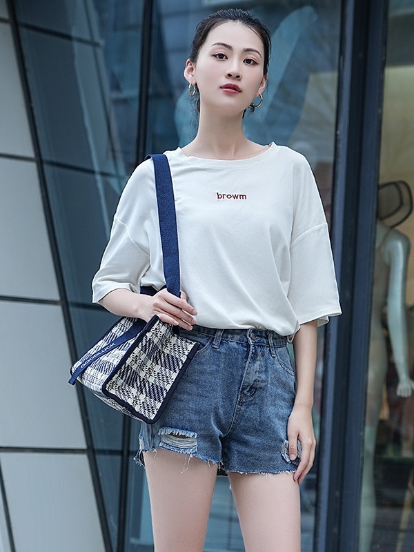 Ženska platnena torba s kariranim geometrijskim uzorkom, crossbody torba, vodootporna zaštita