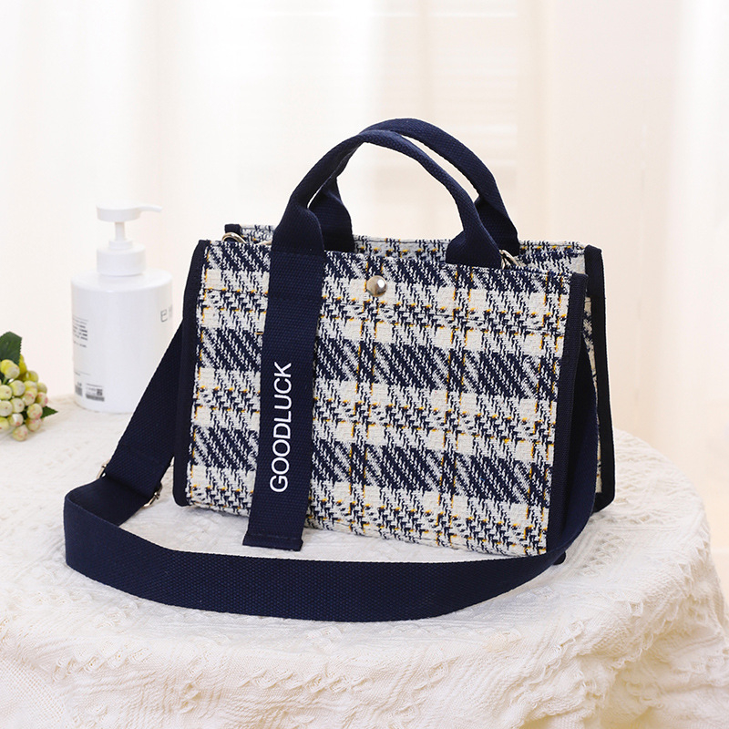 Ženska platnena torba s kariranim geometrijskim uzorkom, crossbody torba, vodootporna zaštita