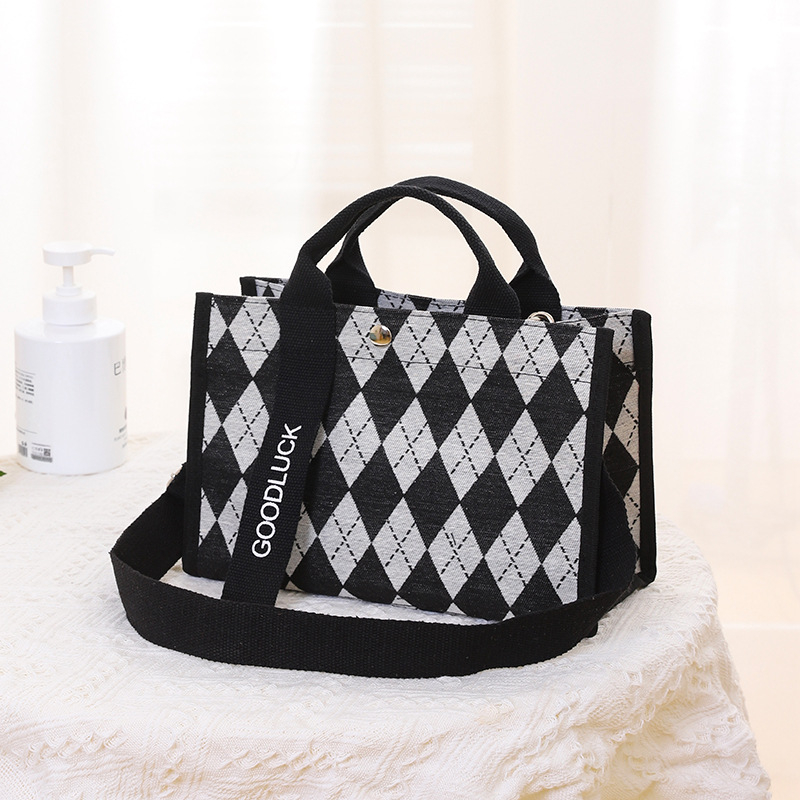 Ženska platnena torba s kariranim geometrijskim uzorkom, crossbody torba, vodootporna zaštita