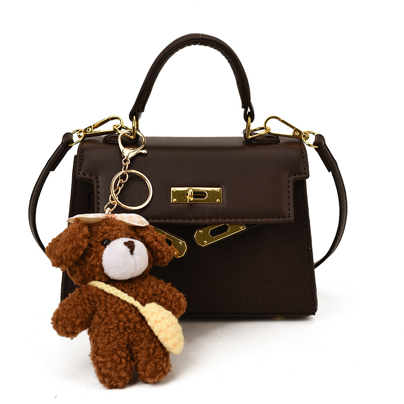 Luksuzna teksturirana PU kožna torbica s ključem, retro stil, mala crossbody torbica u Kelly stilu, kvadratnog oblika