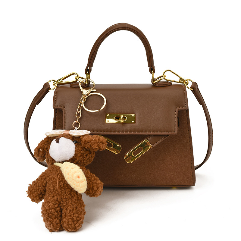 Luksuzna teksturirana PU kožna torbica s ključem, retro stil, mala crossbody torbica u Kelly stilu, kvadratnog oblika