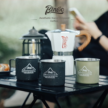 Ceașcă de cafea Bincoo pentru camping în aer liber, ceașcă portabilă din oțel inoxidabil pentru micul dejun și lapte