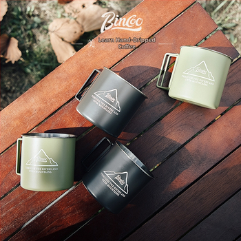 Ceașcă de cafea Bincoo pentru camping în aer liber, ceașcă portabilă din oțel inoxidabil pentru micul dejun și lapte