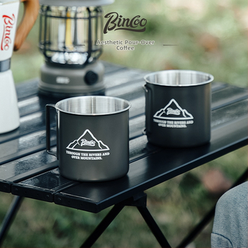 Ceașcă de cafea Bincoo pentru camping în aer liber, ceașcă portabilă din oțel inoxidabil pentru micul dejun și lapte