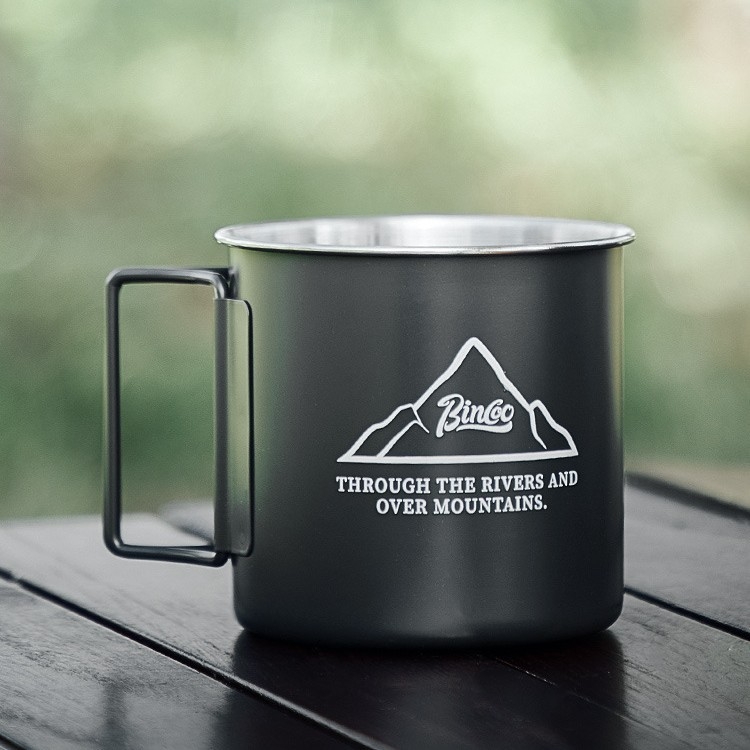 Ceașcă de cafea Bincoo pentru camping în aer liber, ceașcă portabilă din oțel inoxidabil pentru micul dejun și lapte
