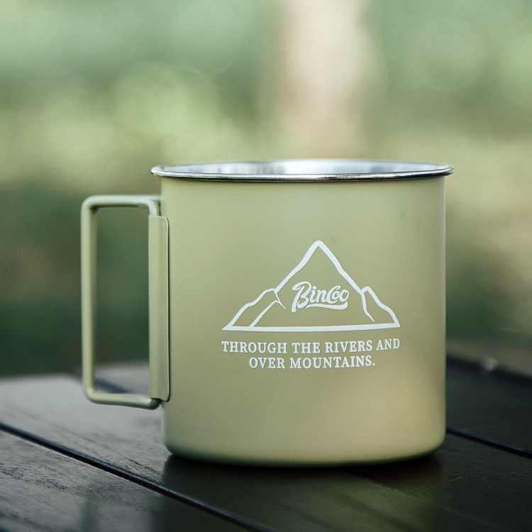 Ceașcă de cafea Bincoo pentru camping în aer liber, ceașcă portabilă din oțel inoxidabil pentru micul dejun și lapte
