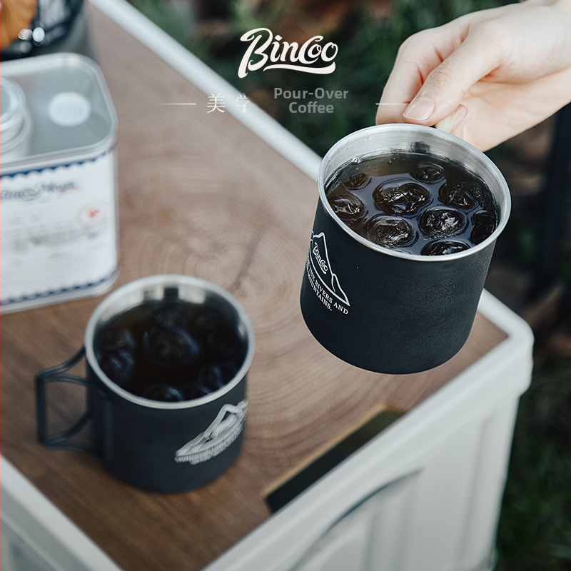 Ceașcă de cafea Bincoo pentru camping în aer liber, ceașcă portabilă din oțel inoxidabil pentru micul dejun și lapte