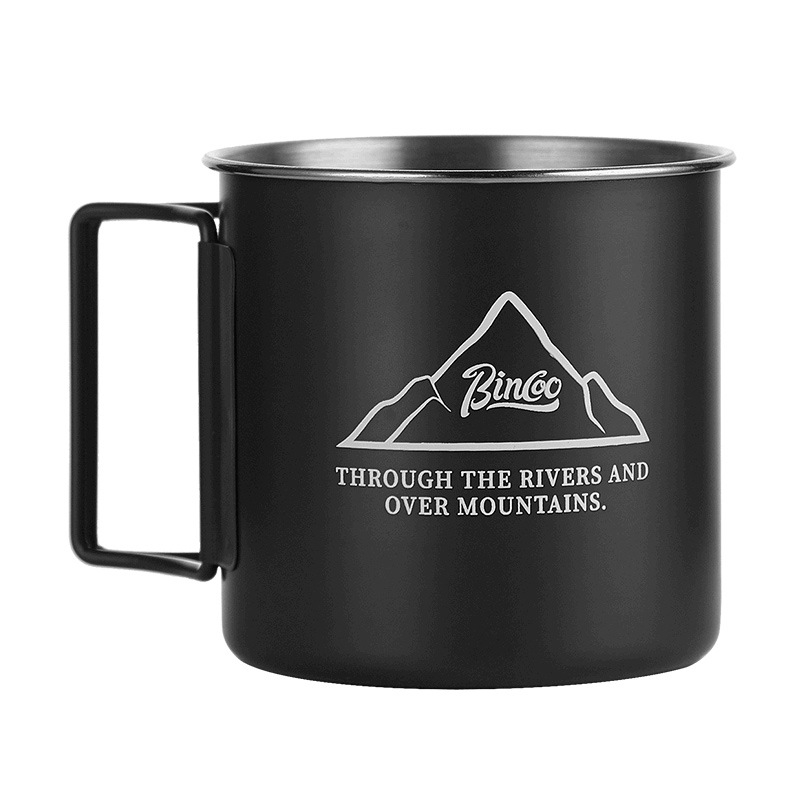 Ceașcă de cafea Bincoo pentru camping în aer liber, ceașcă portabilă din oțel inoxidabil pentru micul dejun și lapte
