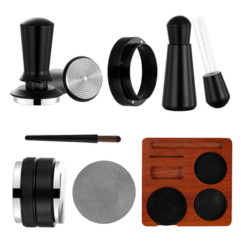 Set din trei piese: distribuitor din oțel inoxidabil pentru cafea cu două capete și inel magnetic – set de accesorii