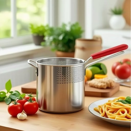 Tigaie din oțel inoxidabil, multifuncțională pentru prăjit, uz casnic, mică cu coș de prăjit și capac, compatibilă cu inducția, compactă și economie de ulei