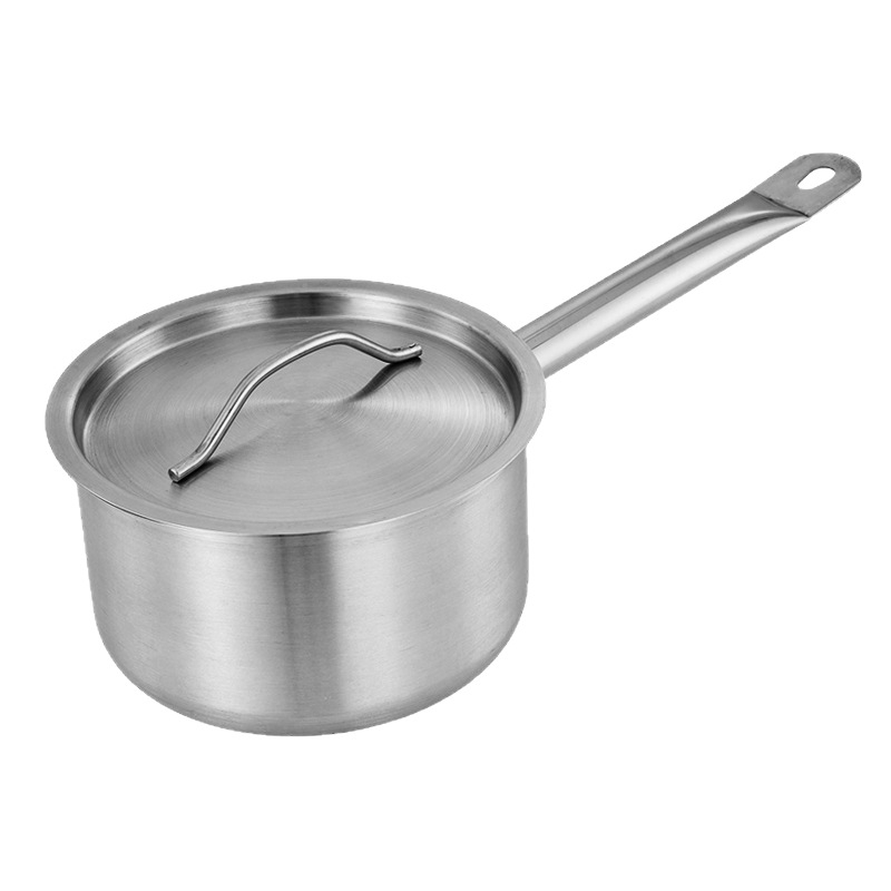 Oală din oțel inoxidabil pentru sosuri, cu mâner unic și înălțimi, potrivită pentru aragazuri cu gaz și inducție; oală mică pentru supă cu fund multistrat și fund îngroșat pentru lapte