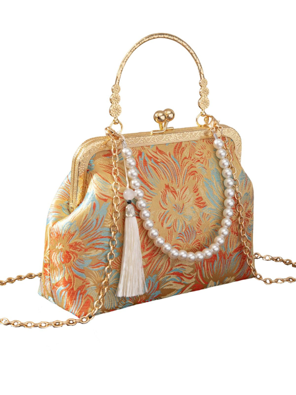 Torba od Song brokata, retro cvjetna večernja torbica u stilu cheongsam, ženska mala crossbody torba s lancem