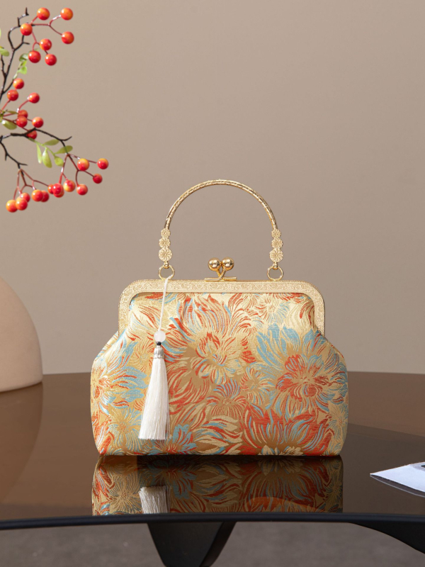 Torba od Song brokata, retro cvjetna večernja torbica u stilu cheongsam, ženska mala crossbody torba s lancem
