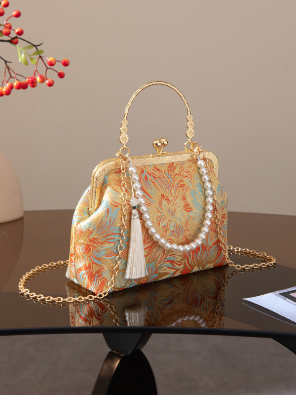 Torba od Song brokata, retro cvjetna večernja torbica u stilu cheongsam, ženska mala crossbody torba s lancem