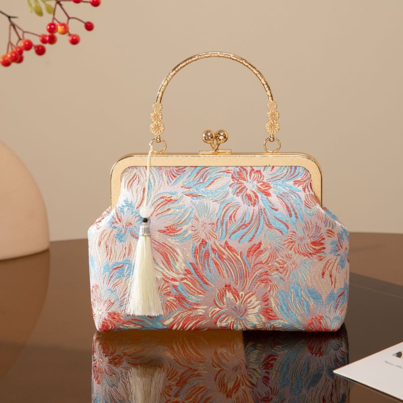 Torba od Song brokata, retro cvjetna večernja torbica u stilu cheongsam, ženska mala crossbody torba s lancem