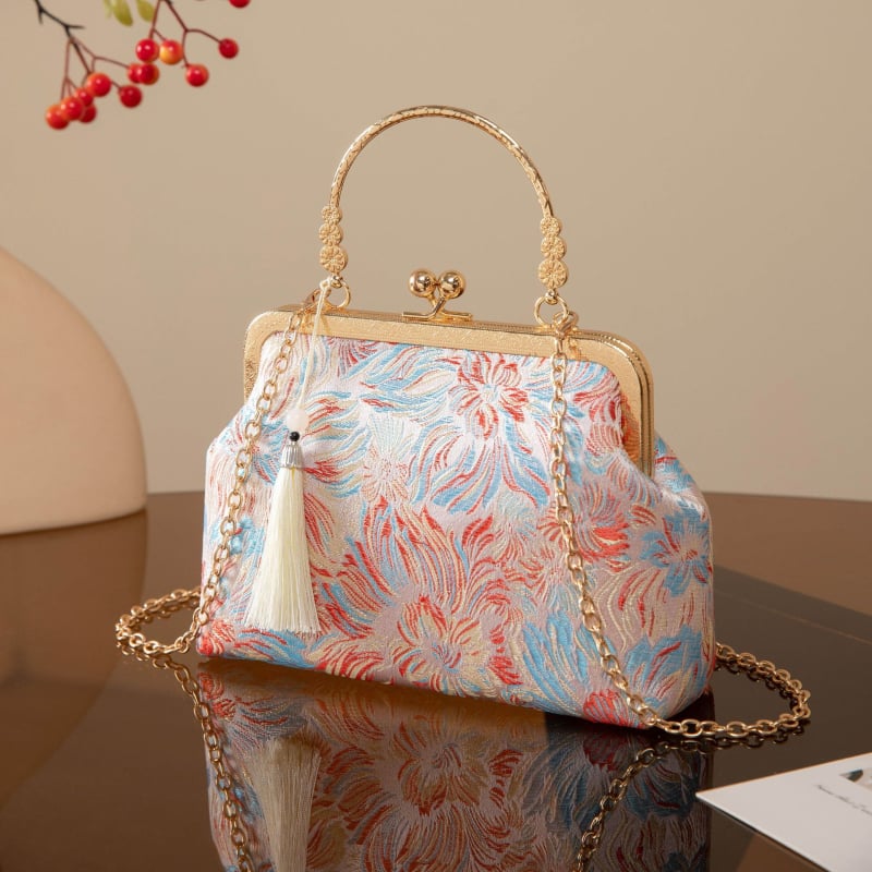 Torba od Song brokata, retro cvjetna večernja torbica u stilu cheongsam, ženska mala crossbody torba s lancem