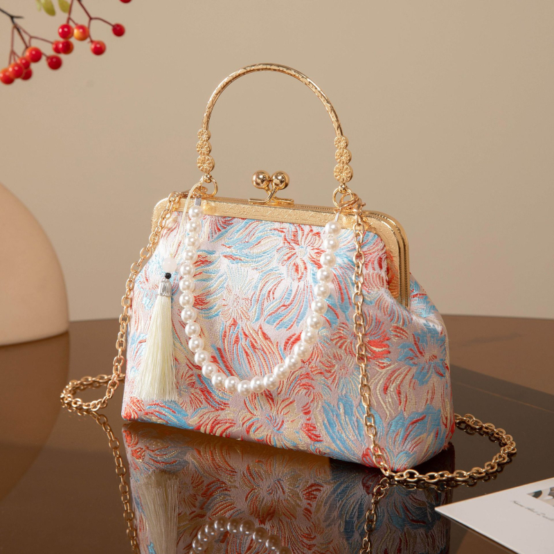 Torba od Song brokata, retro cvjetna večernja torbica u stilu cheongsam, ženska mala crossbody torba s lancem