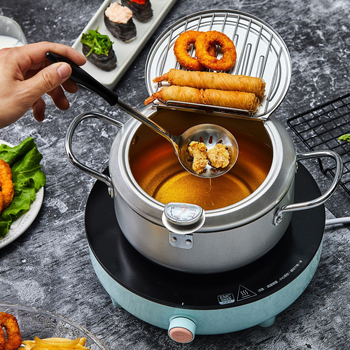 Tigaie de prăjit în stil japonez, personalizată pentru uz casnic, cu filtru — tigaie multifunkțională pentru tempura