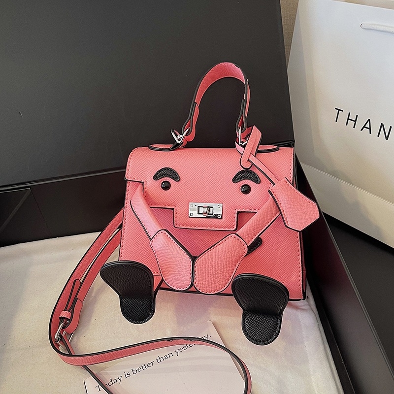 Ženska Kelly torba s karikaturnim nasmiješenim licem, mala torbica za rameno i crossbody remen