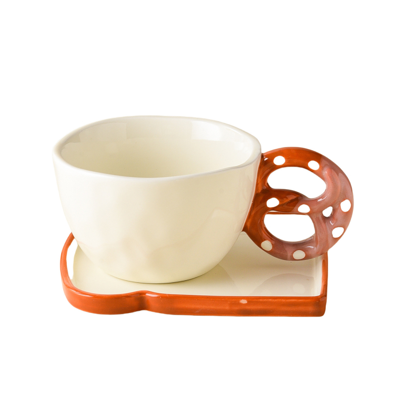 Set ceramic mic dejun în stil Ins: ceașcă de cafea cu farfurie, cană, farfurie pentru pâine, motive din desene animate, stil retro