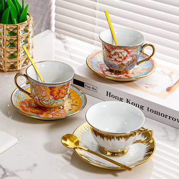 Set de cești de cafea din porțelan, stil european, elegante, inspirate boem pentru utilizare acasă