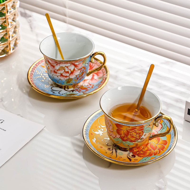 Set de cești de cafea din porțelan, stil european, elegante, inspirate boem pentru utilizare acasă