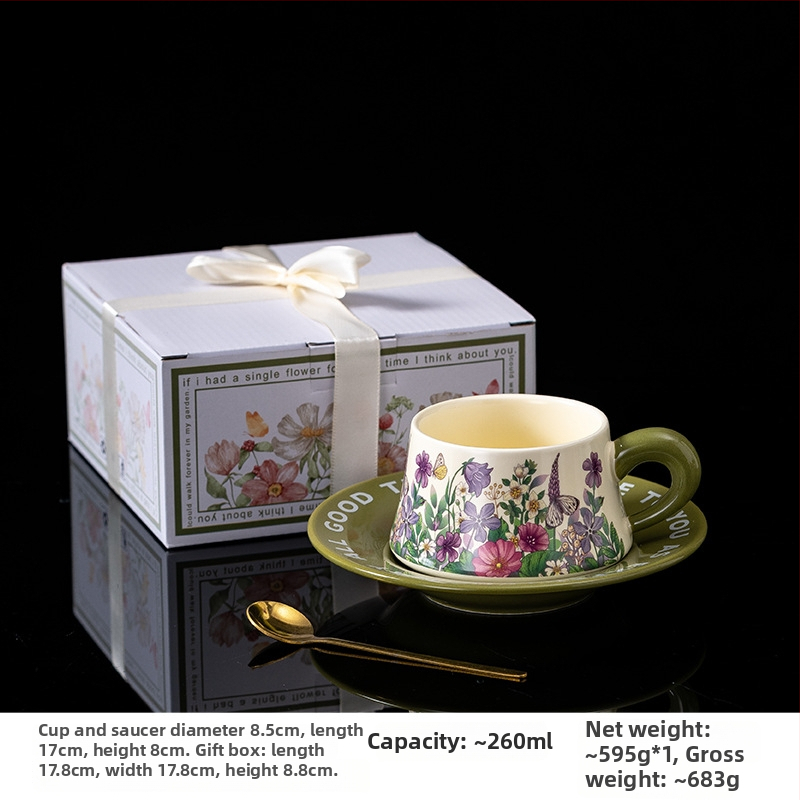 Set ceramic pentru cafea cu ceașcă și farfuriu, în cutie cadou – Cadou elegant pentru Ziua asistentelor medicale și Ziua mamei