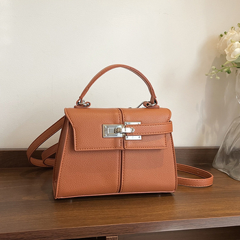 Ženska mini kvadratna crossbody torba, Kelly stil, korejski utjecaj, platinski završetak