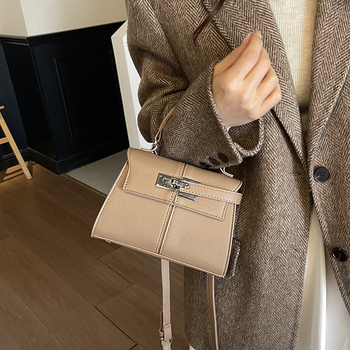 Ženska mini kvadratna crossbody torba, Kelly stil, korejski utjecaj, platinski završetak