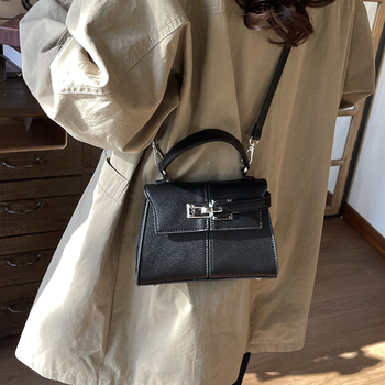 Ženska mini kvadratna crossbody torba, Kelly stil, korejski utjecaj, platinski završetak