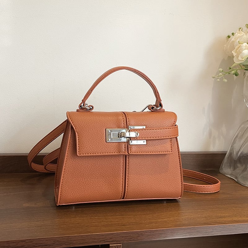Ženska mini kvadratna crossbody torba, Kelly stil, korejski utjecaj, platinski završetak