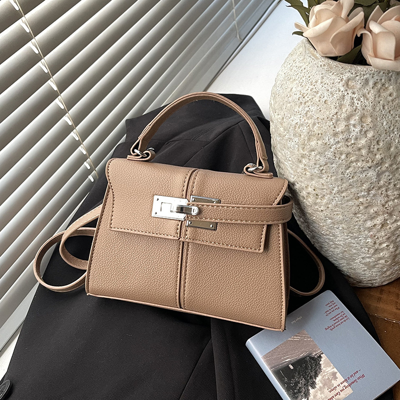 Ženska mini kvadratna crossbody torba, Kelly stil, korejski utjecaj, platinski završetak