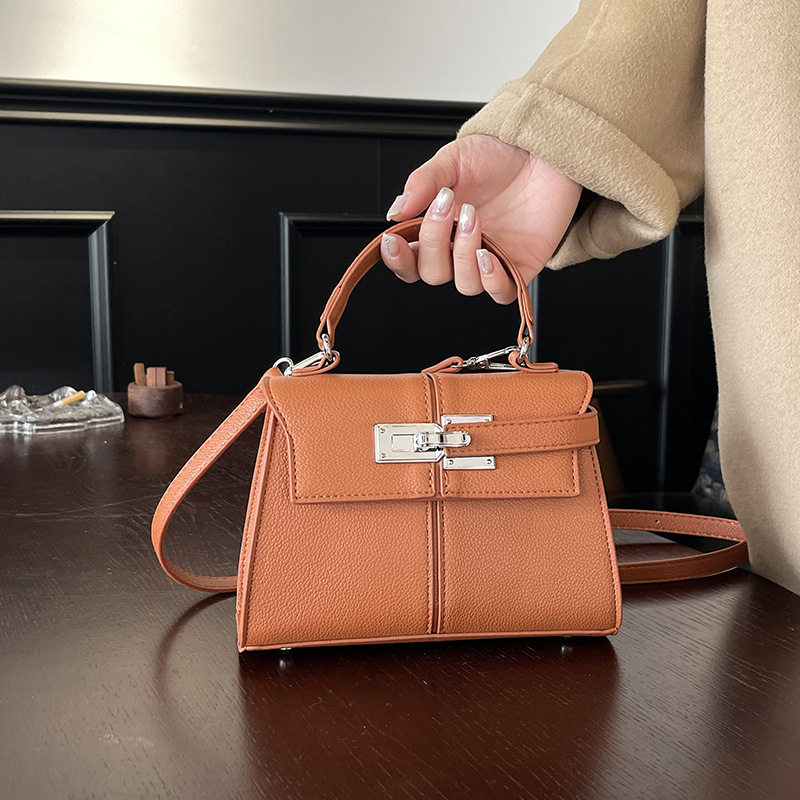 Ženska mini kvadratna crossbody torba, Kelly stil, korejski utjecaj, platinski završetak