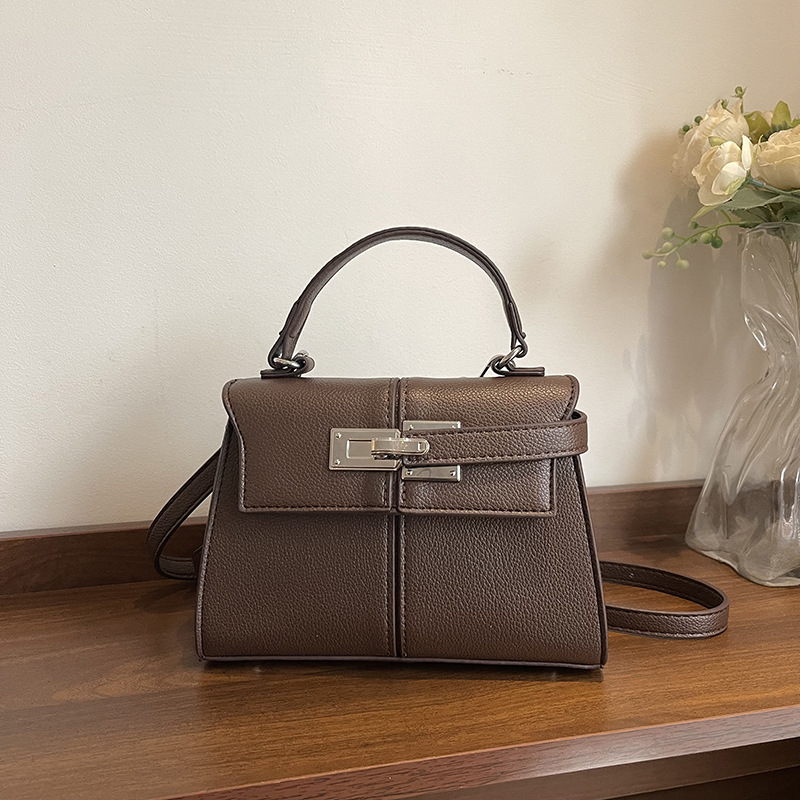 Ženska mini kvadratna crossbody torba, Kelly stil, korejski utjecaj, platinski završetak