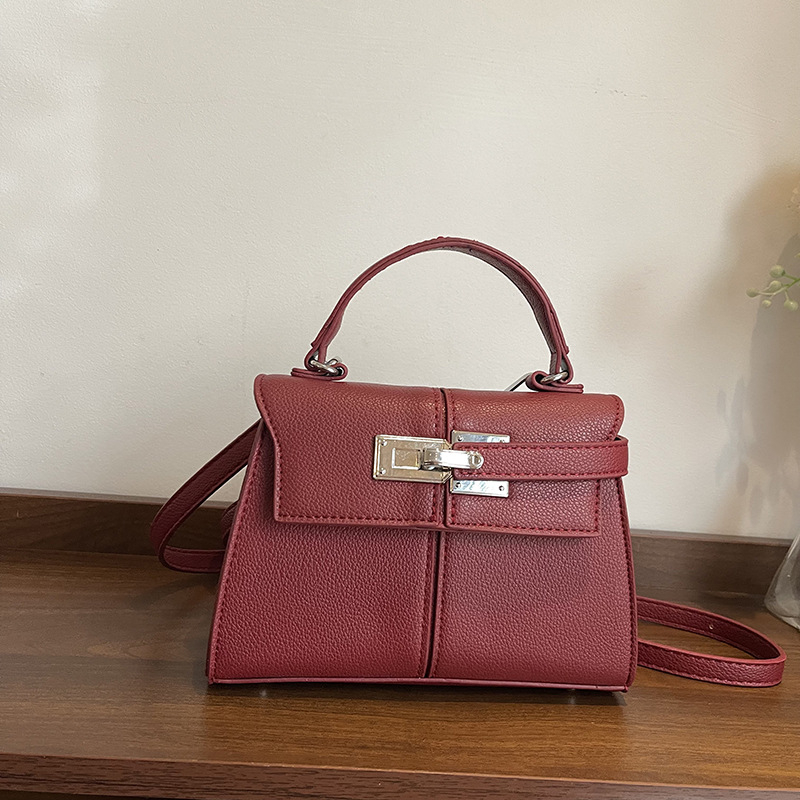 Ženska mini kvadratna crossbody torba, Kelly stil, korejski utjecaj, platinski završetak