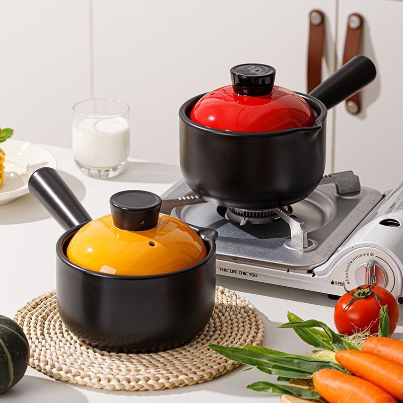 Vas ceramic pentru bebeluși, neglazurat, cu mâner, pentru lapte și hrană pentru bebeluși, rezistent la temperaturi înalte, potrivit pentru gătit pe flacără deschisă
