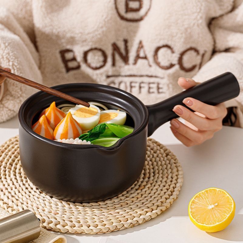 Vas ceramic pentru bebeluși, neglazurat, cu mâner, pentru lapte și hrană pentru bebeluși, rezistent la temperaturi înalte, potrivit pentru gătit pe flacără deschisă