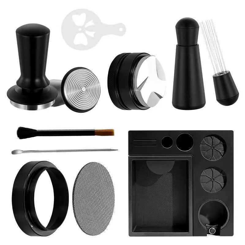 Set multifuncțional de cafea în stil italian: knock box și tamper, cu distribuție a pulberii și unealtă de tamping