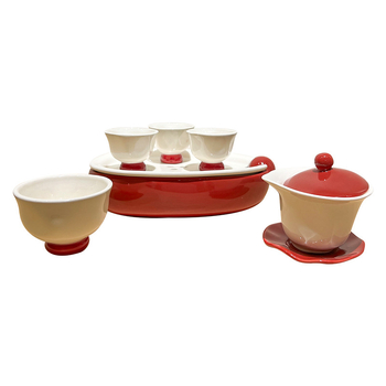 Set Gongfu din porțelan pentru uz casnic, în cutie cadou, cu tavă de ceai, pentru 3-5 persoane