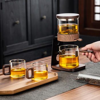 Automatizált teafőző teáskanna üvegből, tea és víz elválasztásával, otthoni használatra Gongfu teáscsészék és tálalócsésze