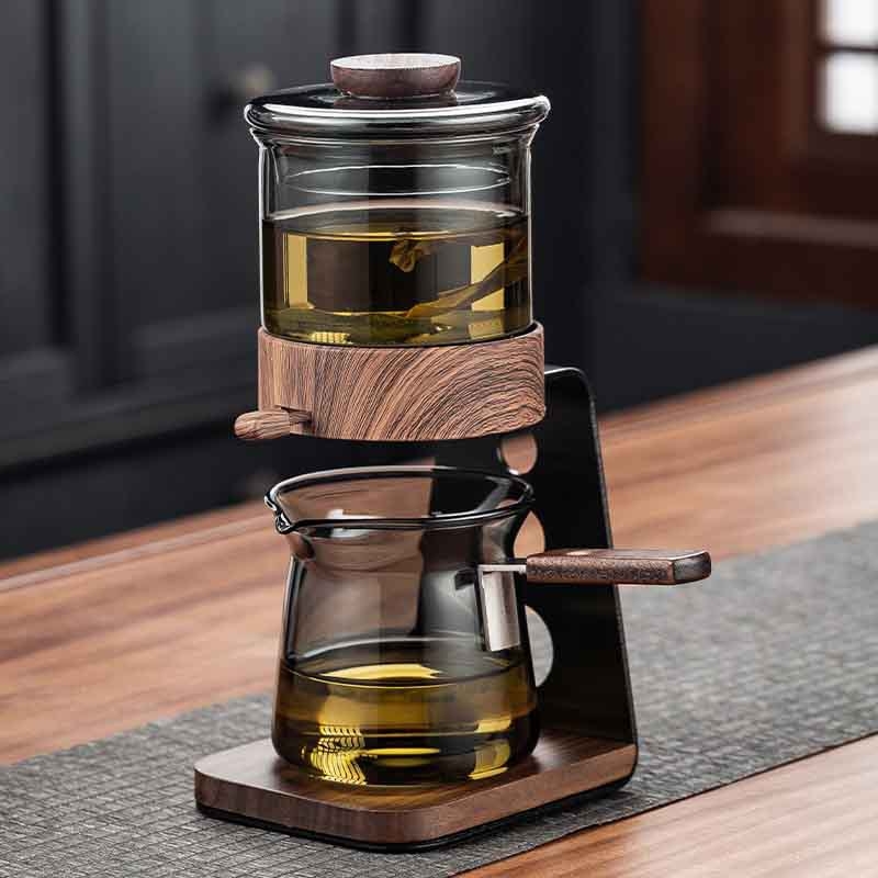 Automatizált teafőző teáskanna üvegből, tea és víz elválasztásával, otthoni használatra Gongfu teáscsészék és tálalócsésze