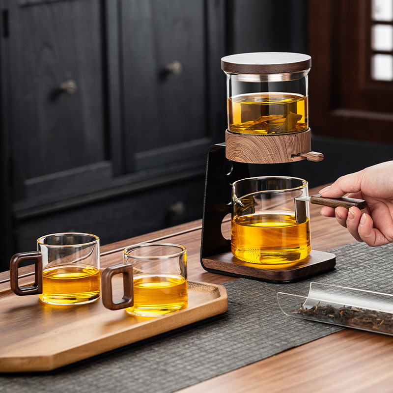 Automatizált teafőző teáskanna üvegből, tea és víz elválasztásával, otthoni használatra Gongfu teáscsészék és tálalócsésze