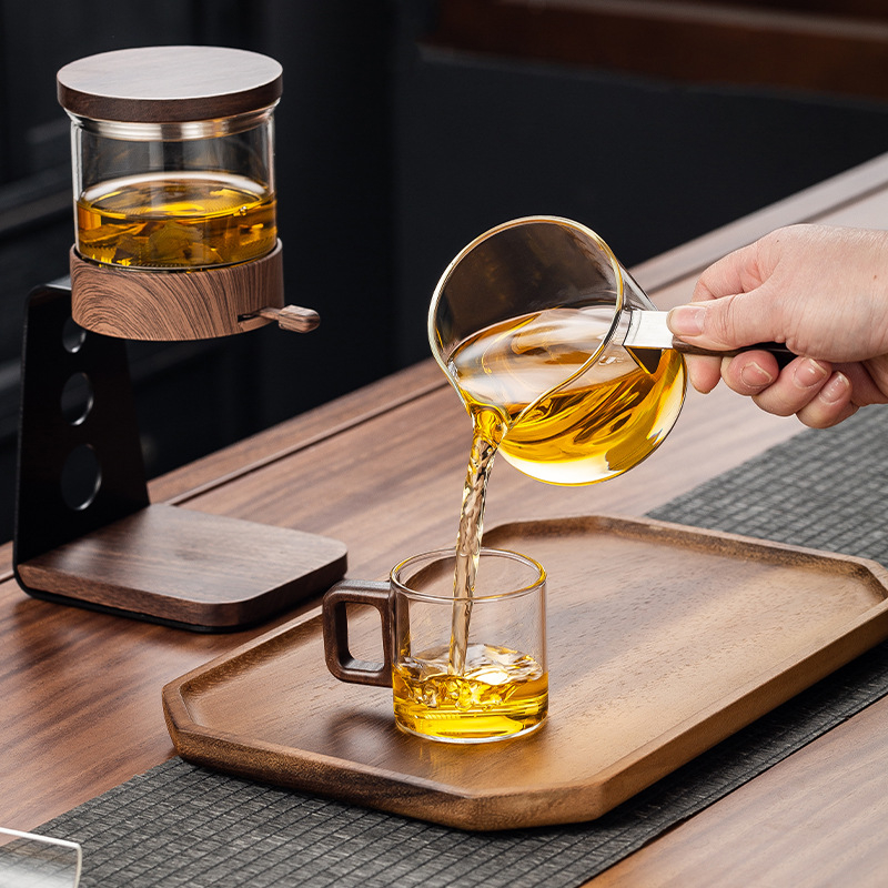 Automatizált teafőző teáskanna üvegből, tea és víz elválasztásával, otthoni használatra Gongfu teáscsészék és tálalócsésze