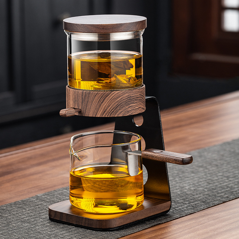 Automatizált teafőző teáskanna üvegből, tea és víz elválasztásával, otthoni használatra Gongfu teáscsészék és tálalócsésze