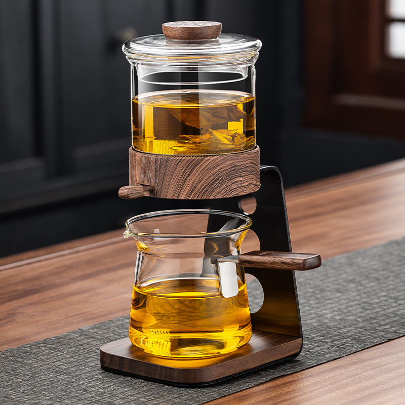Automatizált teafőző teáskanna üvegből, tea és víz elválasztásával, otthoni használatra Gongfu teáscsészék és tálalócsésze