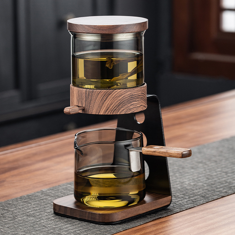 Automatizált teafőző teáskanna üvegből, tea és víz elválasztásával, otthoni használatra Gongfu teáscsészék és tálalócsésze